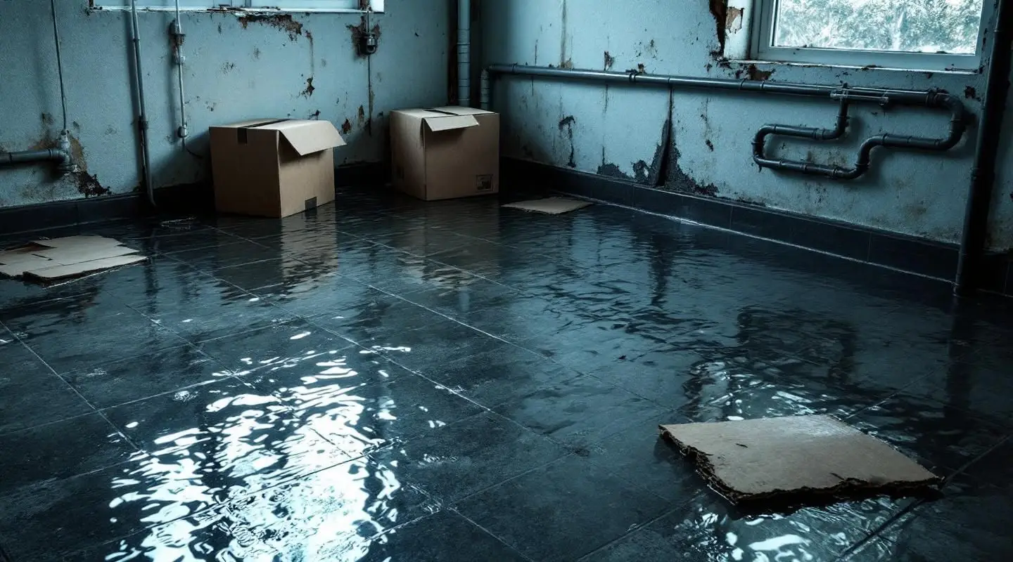 Homewise Restoration technician using a commercial water extractor on a flooded carpeted basement floor in Loveland