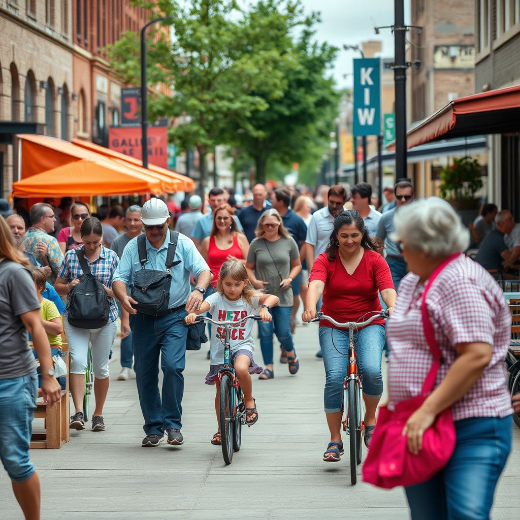 A scenic view of historic downtown Louisville, Colorado, showcasing preserved brick buildings and tree-lined streets.