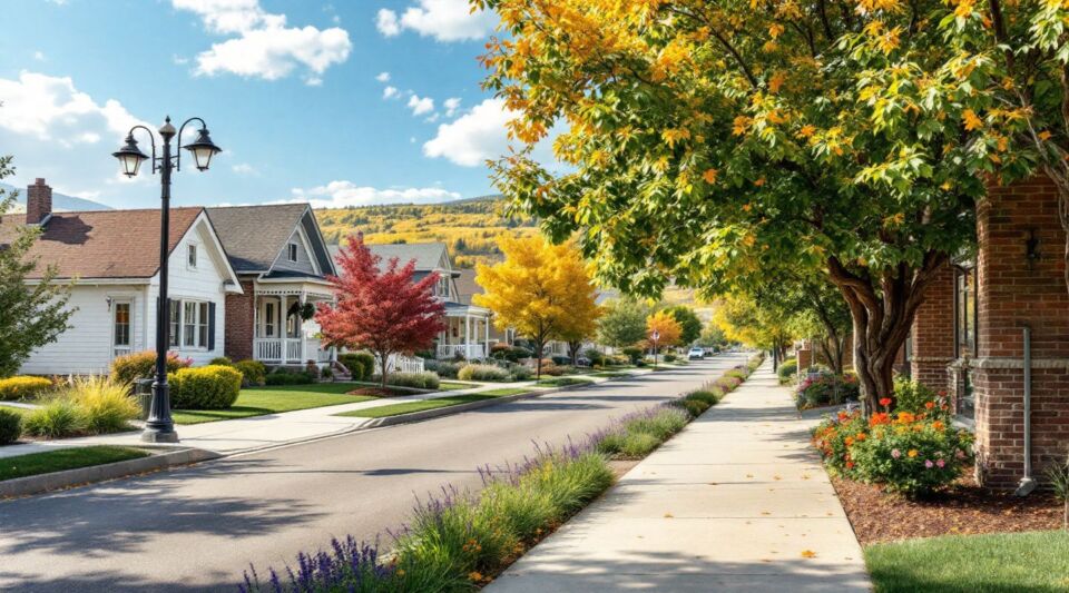A Homewise Restoration vehicle parked on a residential street in Erie, Colorado, near a modern home with Front Range views.