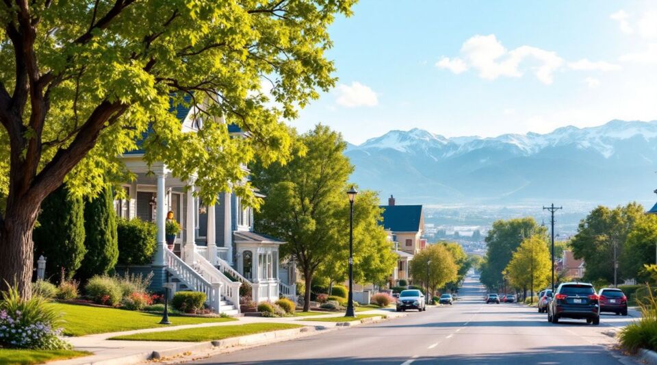 A Homewise Restoration service vehicle parked near a residential street in Westminster, Colorado, with the Front Range mountains visible in the distance.